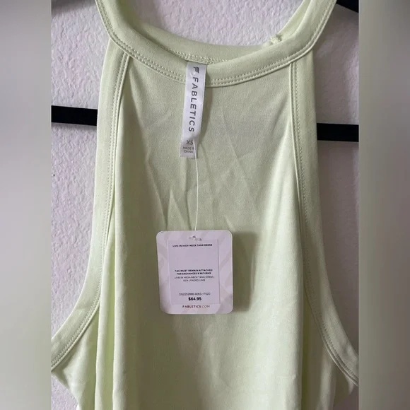 Fabletics lime green live in high neck tank mini dress - Picture 3 of 4